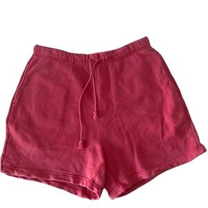 Elwood Shorts Mens Sz L Salmon Red Organic Cotton Sweat  Drawstring Pockets